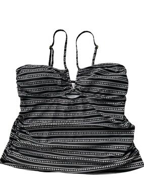 Black & White Geometric Swim Tankini Top, Large (12-14)